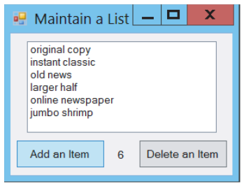 Maintain a List Screenshot